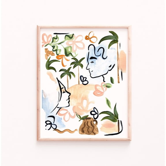 Amour Abstract Couple Art Print, Gouache Poster Art Print Home Decor, Unframed Poster Size 12x18 F03.1.20l330