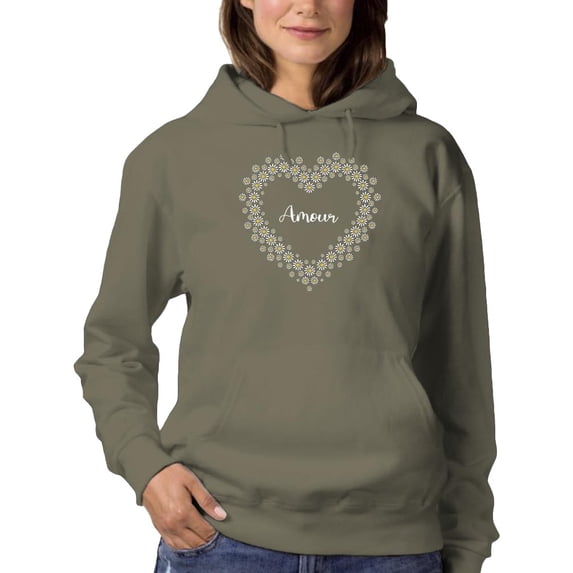 Amour Daisy Heart Hoodie Women -Image by Shutterstock, Female 4X-Large
