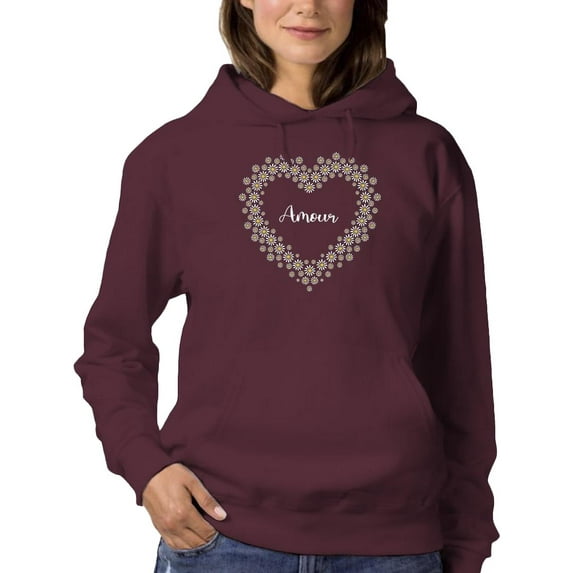 Amour Daisy Heart Hoodie Women -Image by Shutterstock, Female XX-Large