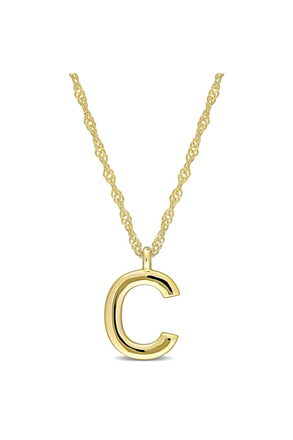 Intial "C" Pendant with Chain in 14k Yellow Gold