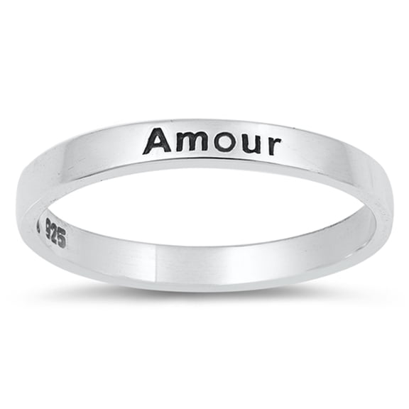 Amour Love Promise Stackable Script Ring 925 Sterling Silver Band Jewelry Female Male Unisex Size 10