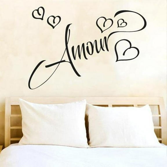 Amour Love Wall Decals French Words Vinyl Wall Sticker Couple Bedroom Living Room Home Decoration Self Sticking Wall Art 42x59cm