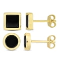 thumbnail image 1 of Amour Men's 2-Piece Set 1 5/8ct TGW Black Onyx Square and Round Stud Earrings in Yellow Silver, 1 of 1
