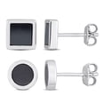 thumbnail image 1 of Amour Men's 2-Piece Set 1 5/8ct TGW Hematite Square and Round Stud Earrings in Sterling Silver, 1 of 1