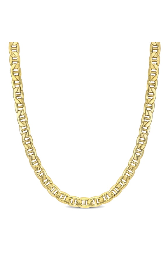 Men's 7mm Mariner Link Chain Necklace in 10k Yellow Gold- 18 in