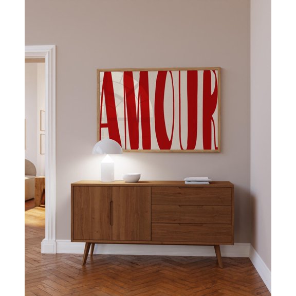 Amour Retro Red Typography Wall Art Poster Unframed Paper Print
