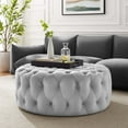 thumbnail image 1 of Modway Amour Tufted Button Large Round Performance Velvet Ottoman in Light Gray, 1 of 6