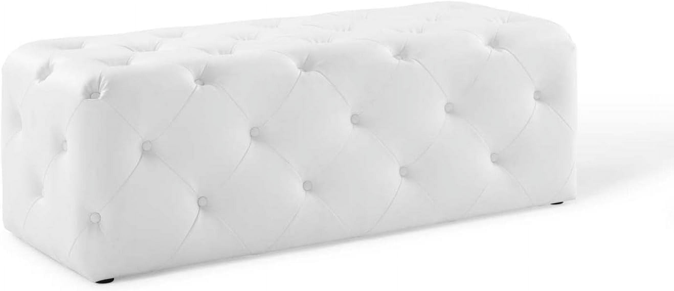 48" Luxe White Faux Leather Tufted Entryway Bench