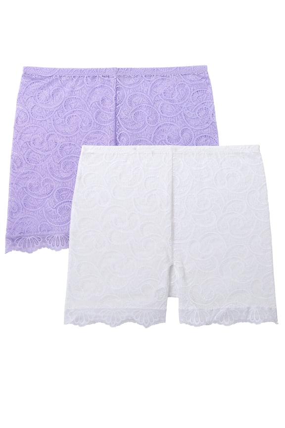 Plus Size  Full-Coverage Lace Boy Short 2-Pack