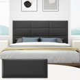 thumbnail image 1 of Amoveo Queen Headboard, Wall Mounted Peel and Stick Headboard, Upholstered Leather Bed Headboard for Queen Size Bed, Floating Dorm Bedroom Tall Headboard Soundproof Wall Panels (9 Panels, 10"x24"), 1 of 7