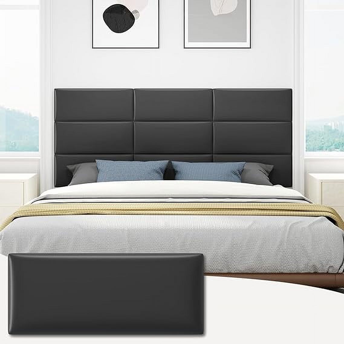 Amoveo Queen Headboard, Wall Mounted Peel and Stick Headboard