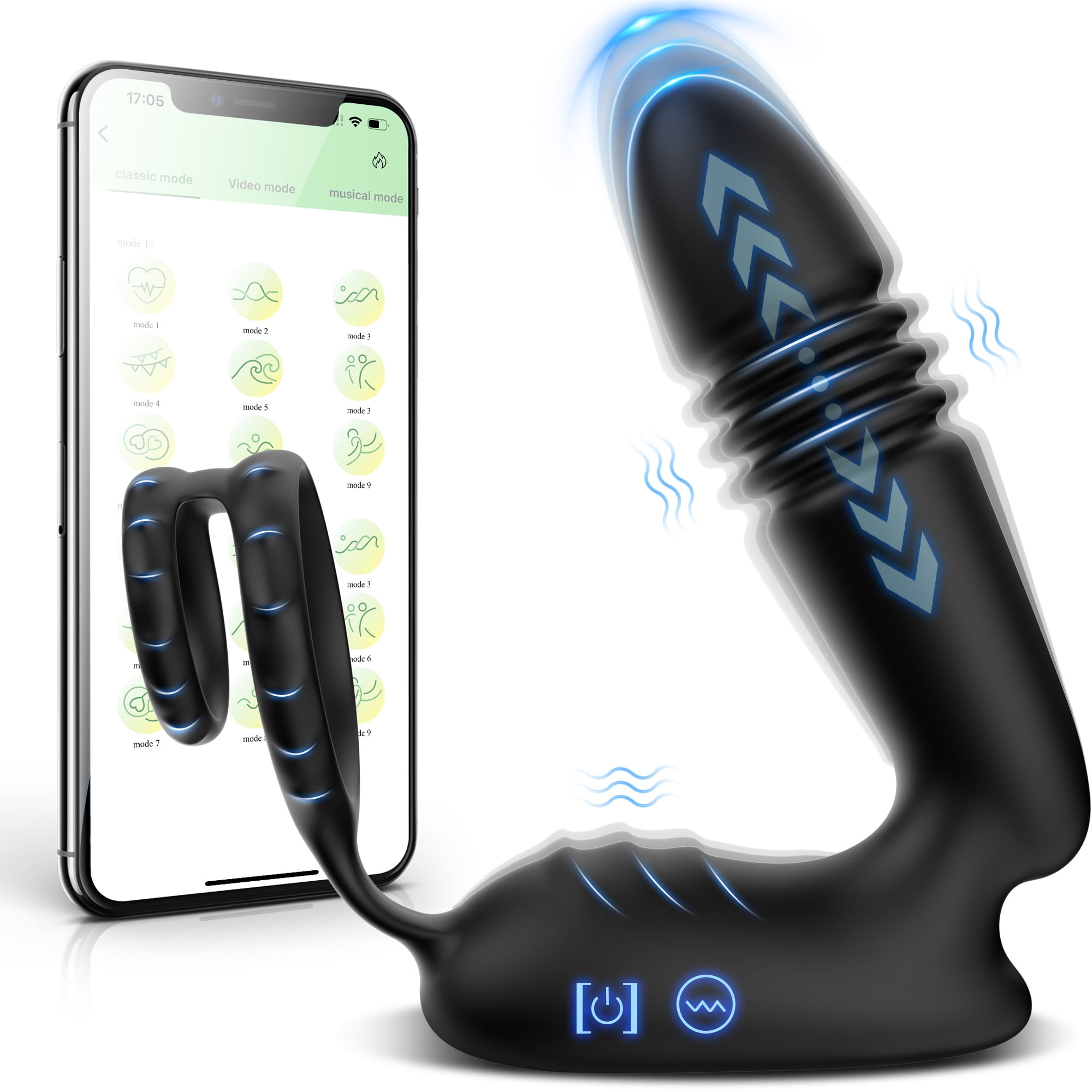 thrusting vibrator for men Amazon.com: Thrusting Dildo Sex Toys Prostate Massager with Penis Ring  Vibrating Cock Ring 6 Vibrating & 6 Thrusting Modes Anal Plug Male Sex Toys  App & Remote Control Adult Sex Toys for