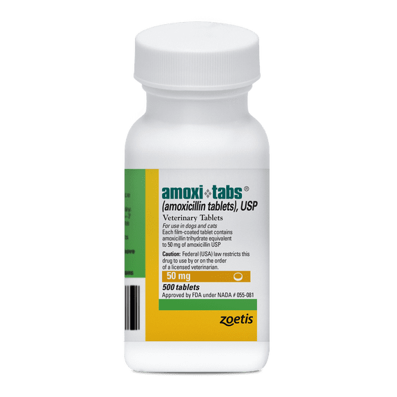 Amoxi-Tabs (Amoxicillin Tablets) for Dogs & Cats, 50 mg, Antibiotic Treatment