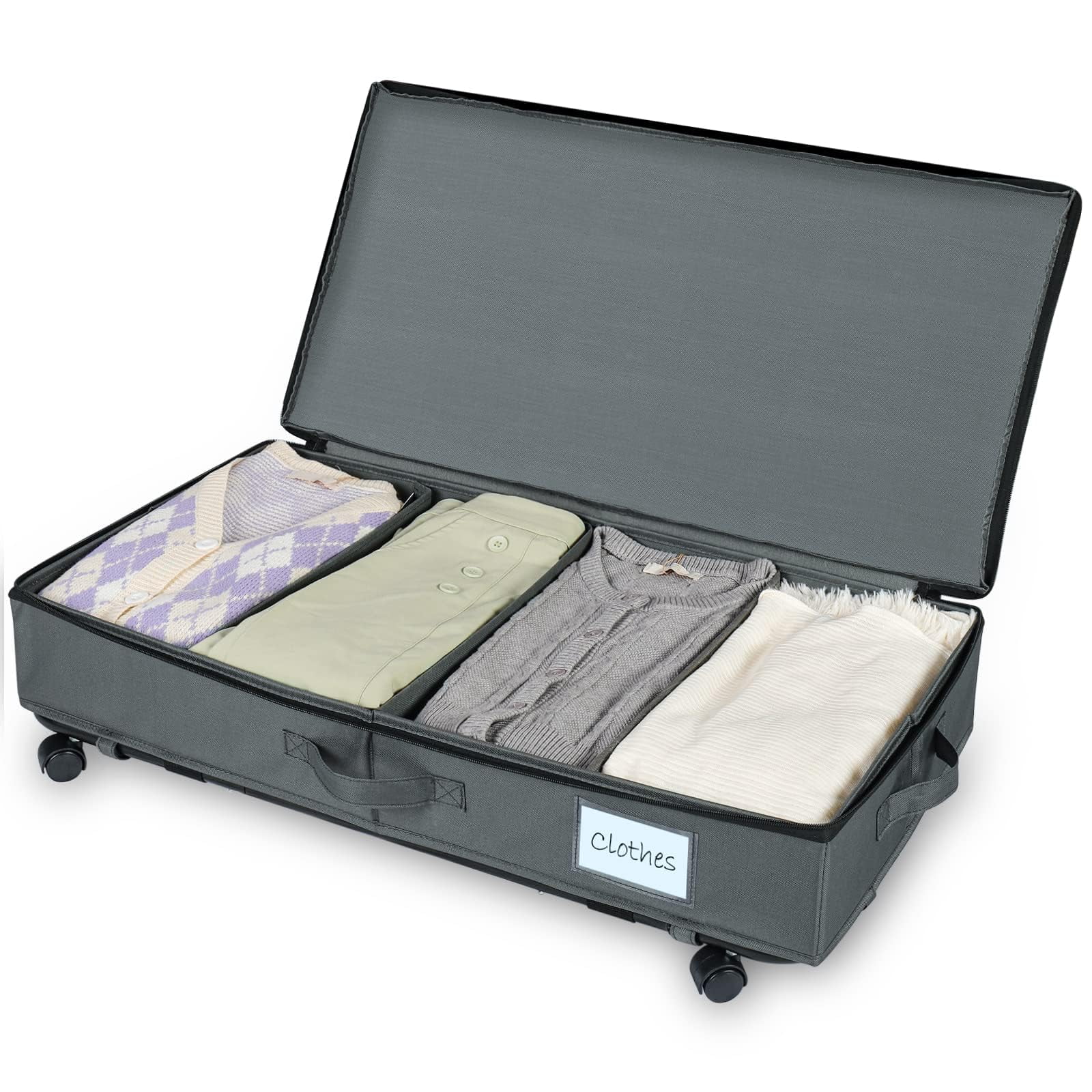 Amoystral Under Bed Storage on Wheels,34L Capacity Under Bed Storage Containers with wheels