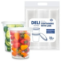Amozife 32 oz Clear Plastic Deli Food Storage Containers with Lids, BPA-Free, Stackable, 24 Count