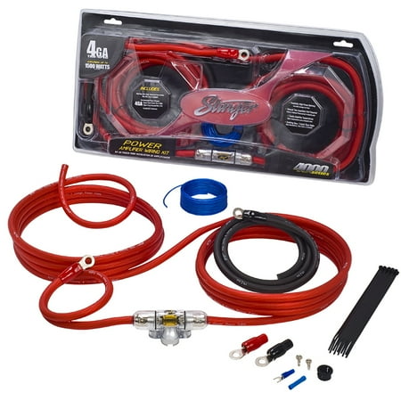 Stinger - 4000 Series 4GA Power Amplifier Wiring Kit for Car Audio Systems up to 1500W/150A - Red