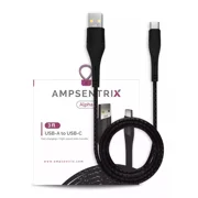 AmpSentrix - 3 Ft USB Type C To USB Type A Cable Alpha Black