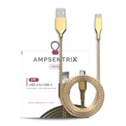 AmpSentrix - 3 Ft USB Type C To USB Type A Cable Infinity Gold