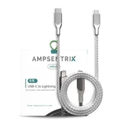 AmpSentrix - 6 Ft Non-MFI USB Type C To Lighting Cable Infinity Silver