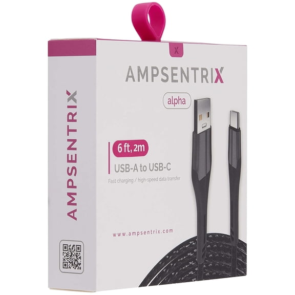 AmpSentrix - 6 Ft USB Type C To USB Type A Cable (Alpha) (Black)