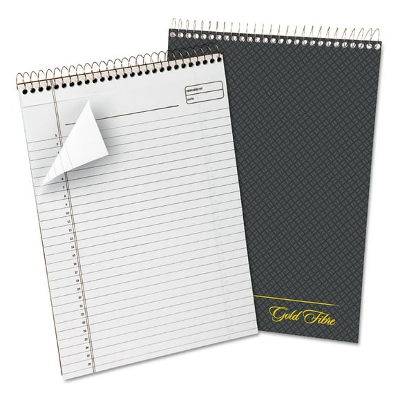 Ampad 20-813 Gold Fibre Wirebound Project Notes Pad, Project Notes Format, Gray Cover, White Paper, 8.5 X 11.75, 70 Sheets