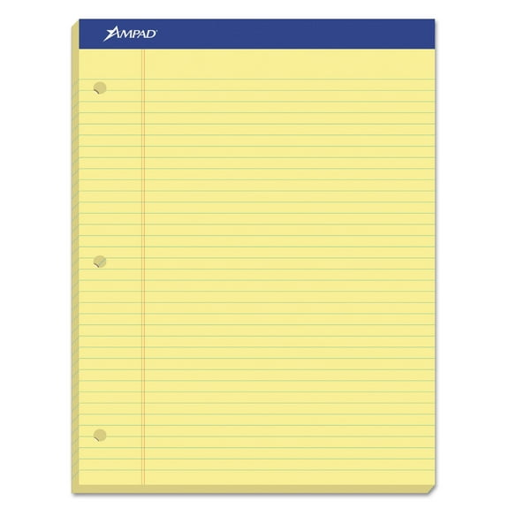 Ampad Double Sheets Pad, Legal/Wide, 8 1/2 x 11 3/4, Canary, 100 Sheets -TOP20243