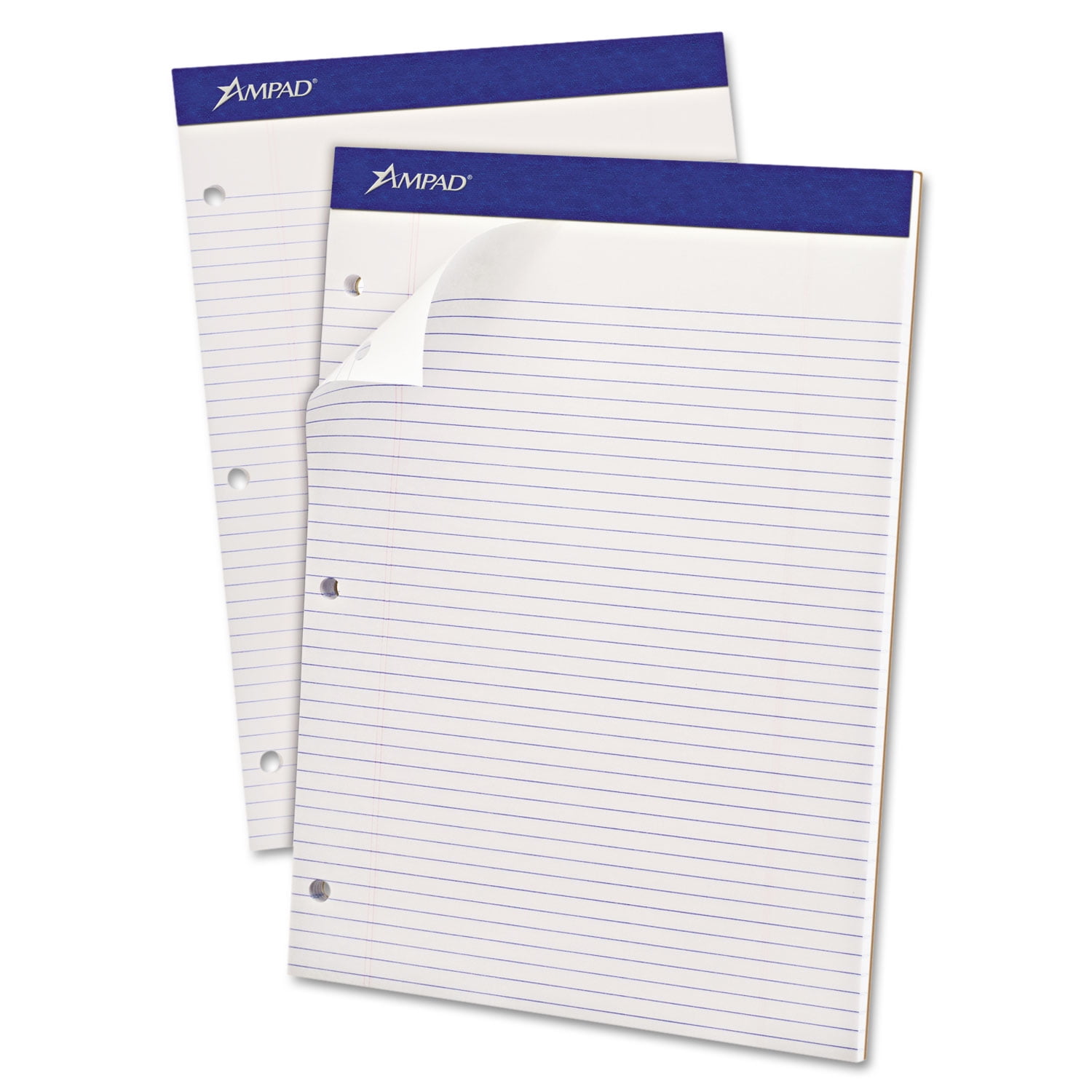 Ampad Double Sheets Paper Pad, Narrow Rule, 8.5x11.75, 100 Sheets, White