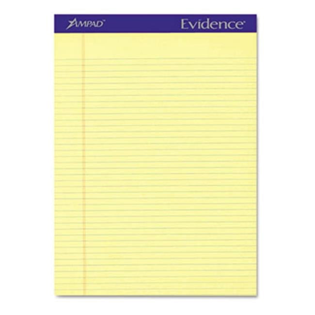 Ampad  Evidence Perf Top - Narrow Rule - Ltr - Canary - 50-Sheet Pads - Dozen