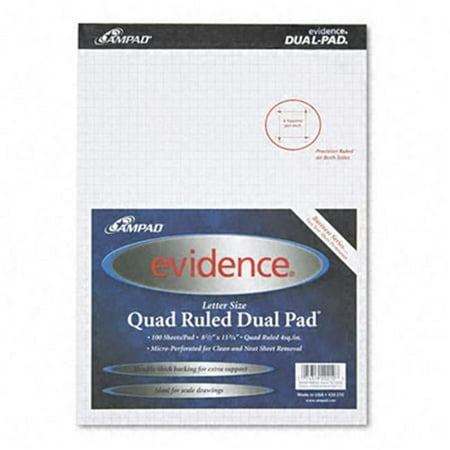 Ampad Evidence Quad Dual-Pad Quadrille Rule Letter White 100-Sheet Pads