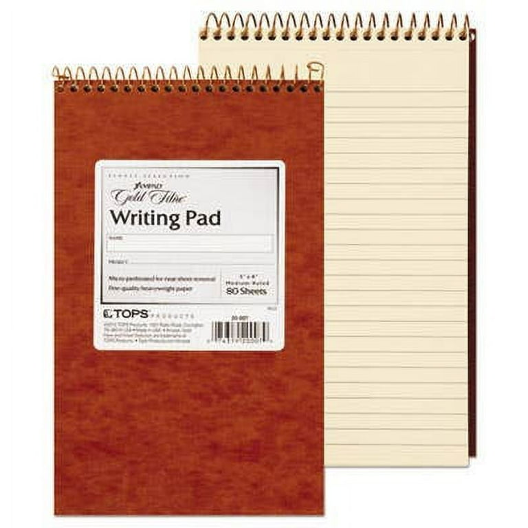 Gold Fibre Writing Pads, Medium/College Rule, 50 White 5 x 8 Sheets, Dozen Gold Fibre Writing Pads, Medium/College Rule, 50 White 5 x 8 Sheets, Dozen