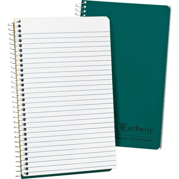 Ampad Oxford Narrow Rule Recycled Wirebound Notebook - 80 Sheets - Wire Bound - 5" x 8" - White Paper - Green Cover - Kraft Cover - Micro Perforated, Easy Tear, Snag Resistant, Wire | Bundle of 5 Each