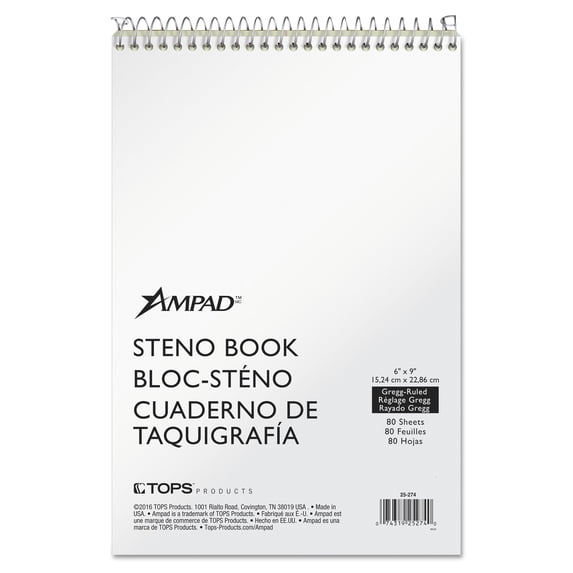 Ampad Steno Books, Gregg Rule, Tan Cover, 6 X 9, 80 Green Tint Sheets