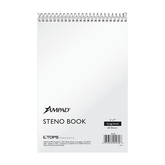 Ampad Steno Pad 6" x 9" Gregg White 60 Sheets/Pad (TOP 25-470)