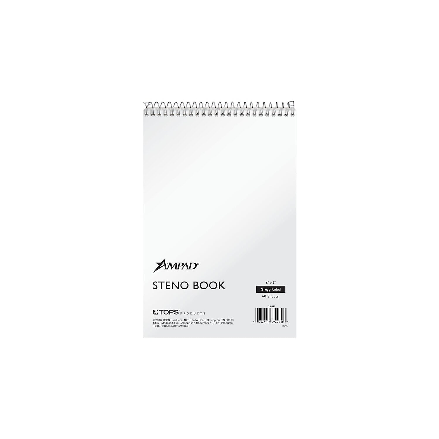 Ampad Steno Pad 6" x 9" Gregg White 60 Sheets/Pad (TOP 25470)