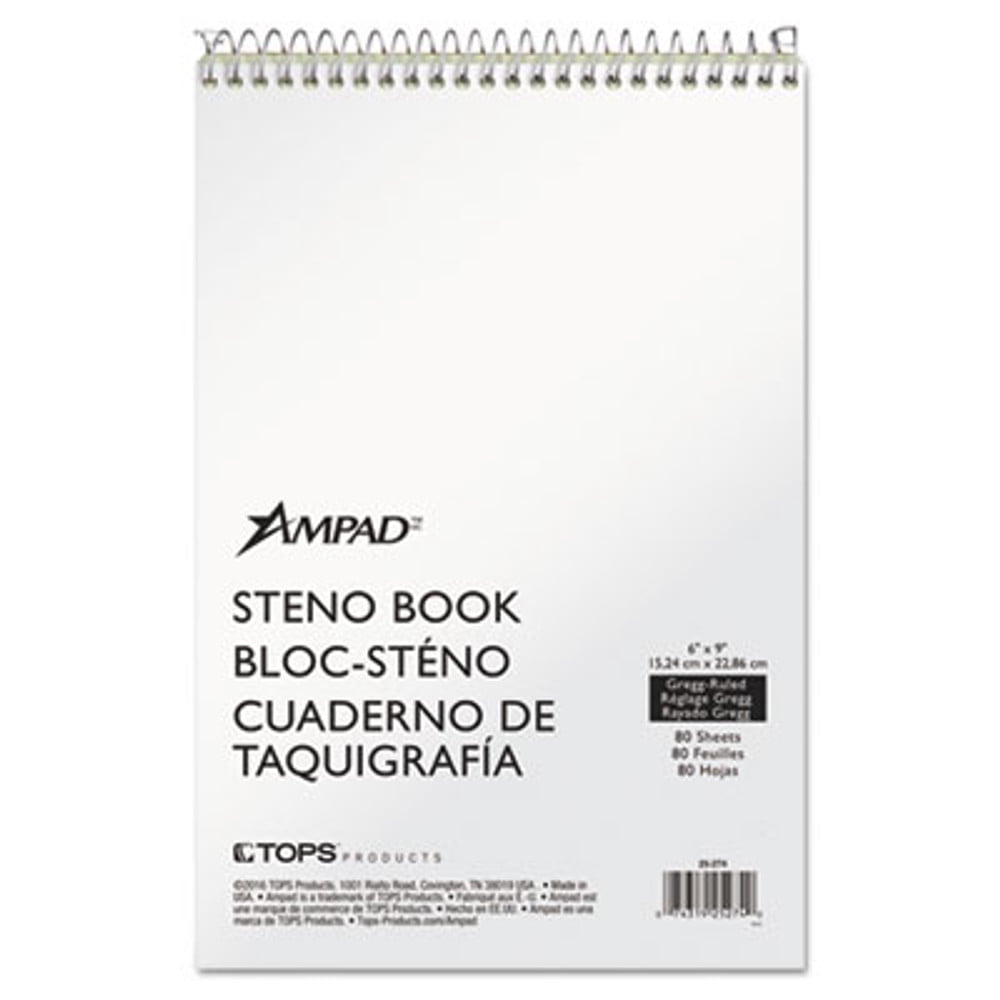 Ampad? Steno Pads, Gregg Rule, Tan Cover, 80 Green-Tint 6 X 9 Sheets 25-274 25-274 USS-TOP25274