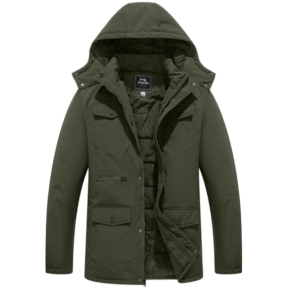 Ampake Men's Winter Coat Waterproof Puffer Jacket Thicken Winter Jacket with Hood Green M