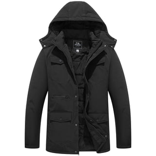 Ampake Men's Winter Coat Windproof Puffer Jacket Parka Coat Black XL