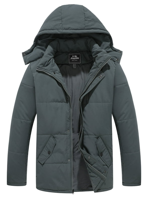 Men's Winter Puffer Jacket Windproof Winter Outerwear Jacket Gray S
