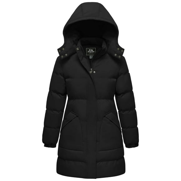 Women's Coat Winter Puffer Jacket Warm Waterproof Coat with Hood Black L