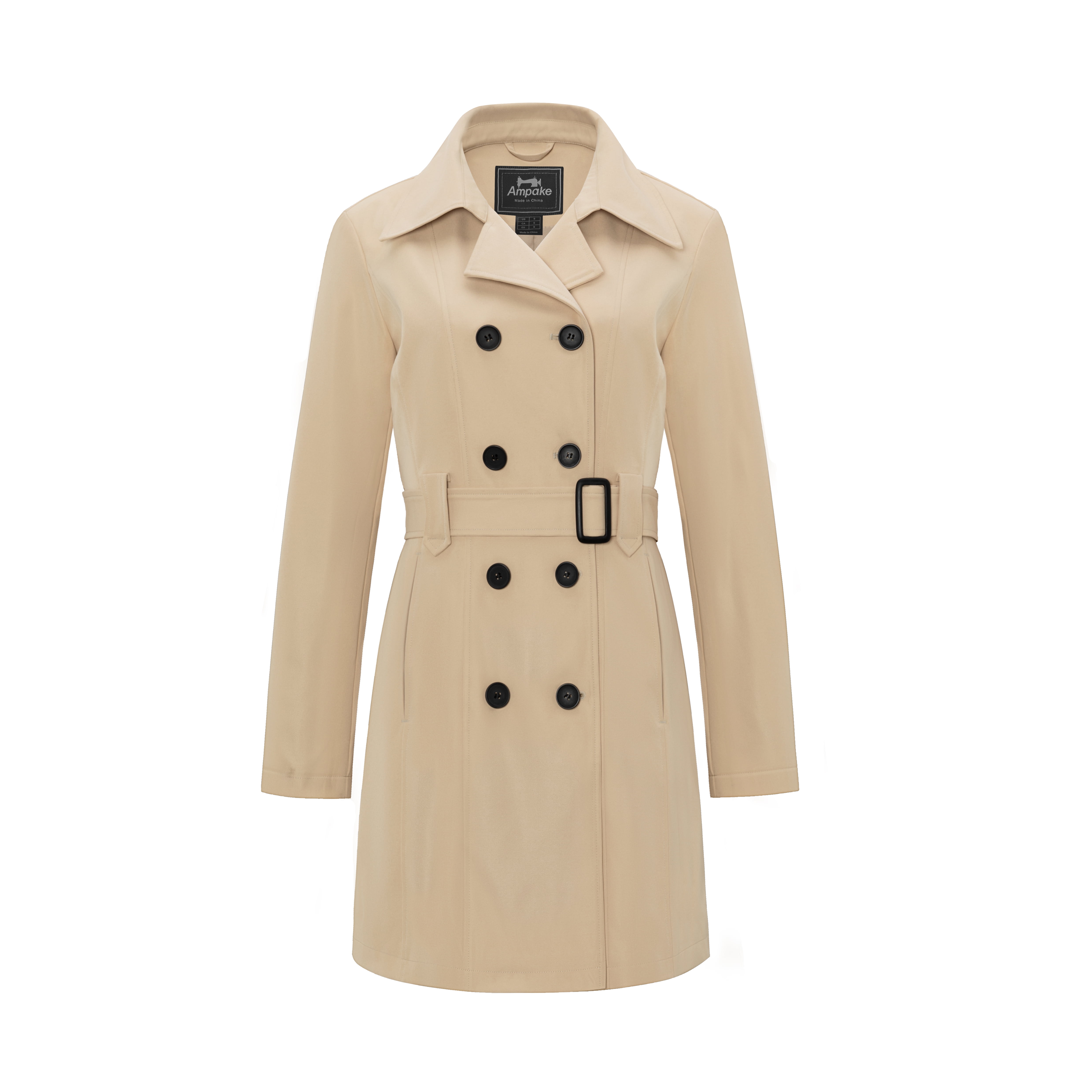 Ampake Women's Trench Coat Long Peacoat Jacket Double Breasted