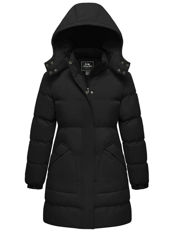 Women's Winter Coat Puffer Coat Warm Quilted Jacket with Hood Black XL