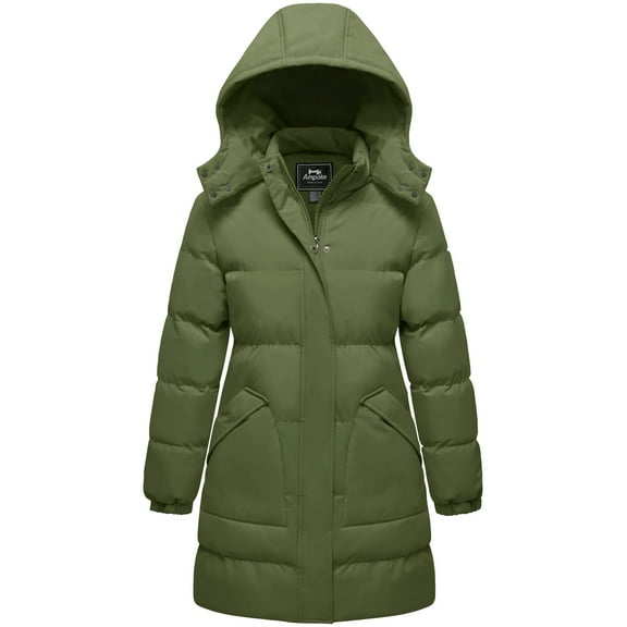 Ampake Women's Winter Coat Puffer Coat Winter Jacket Hooded Waterproof Jacket Green 2XL