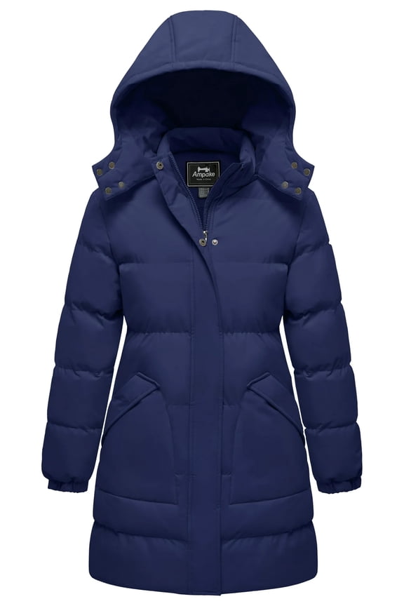 Women's Winter Coat Puffer Jacket Warm Waterproof Fleece Jacket with Hood Blue M