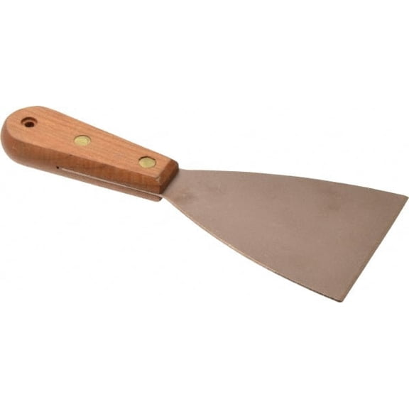 Ampco 3-1/2" Wide Nickel Copper Putty Knife Stiff, Wood Handle, 8-1/2" OAL