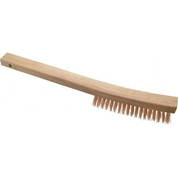 Ampco - 4 Rows x 19 Columns Bronze Curve-Handle Wire Brush - 6-1/2" Brush Width, 13-3/4" OAL, 1-1/8" Trim Length (4 Pack)