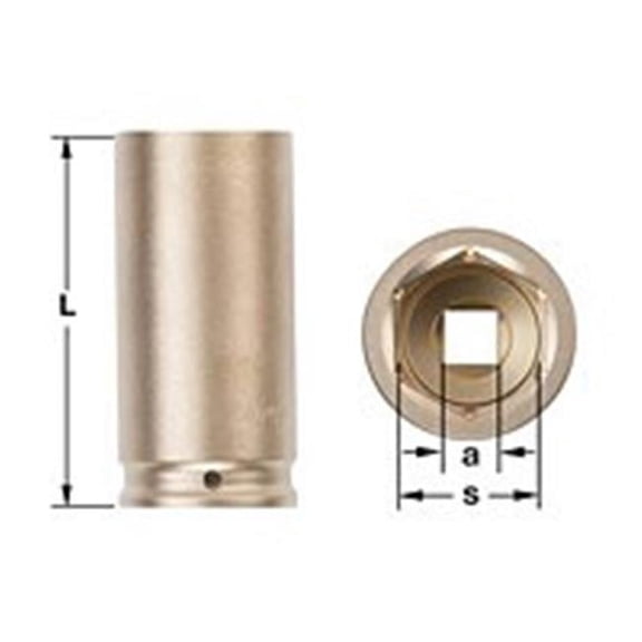 Ampco Safety Tools 065-DWI-1-2D1-7-16 1.43 in. Deep Well Impact Socket - 0.5 in. Drive