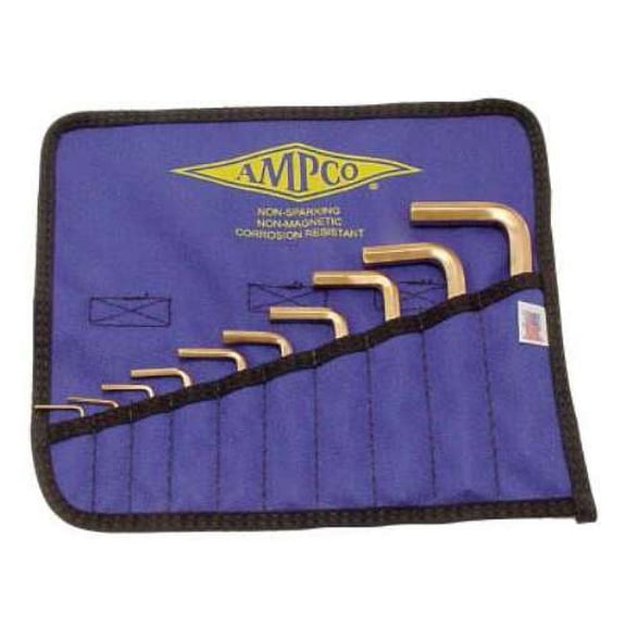 Ampco Safety Tools 10 Piece Allen Key Sets, 10/Pouch, Hex Tip, 1 Kit (065-M-42)