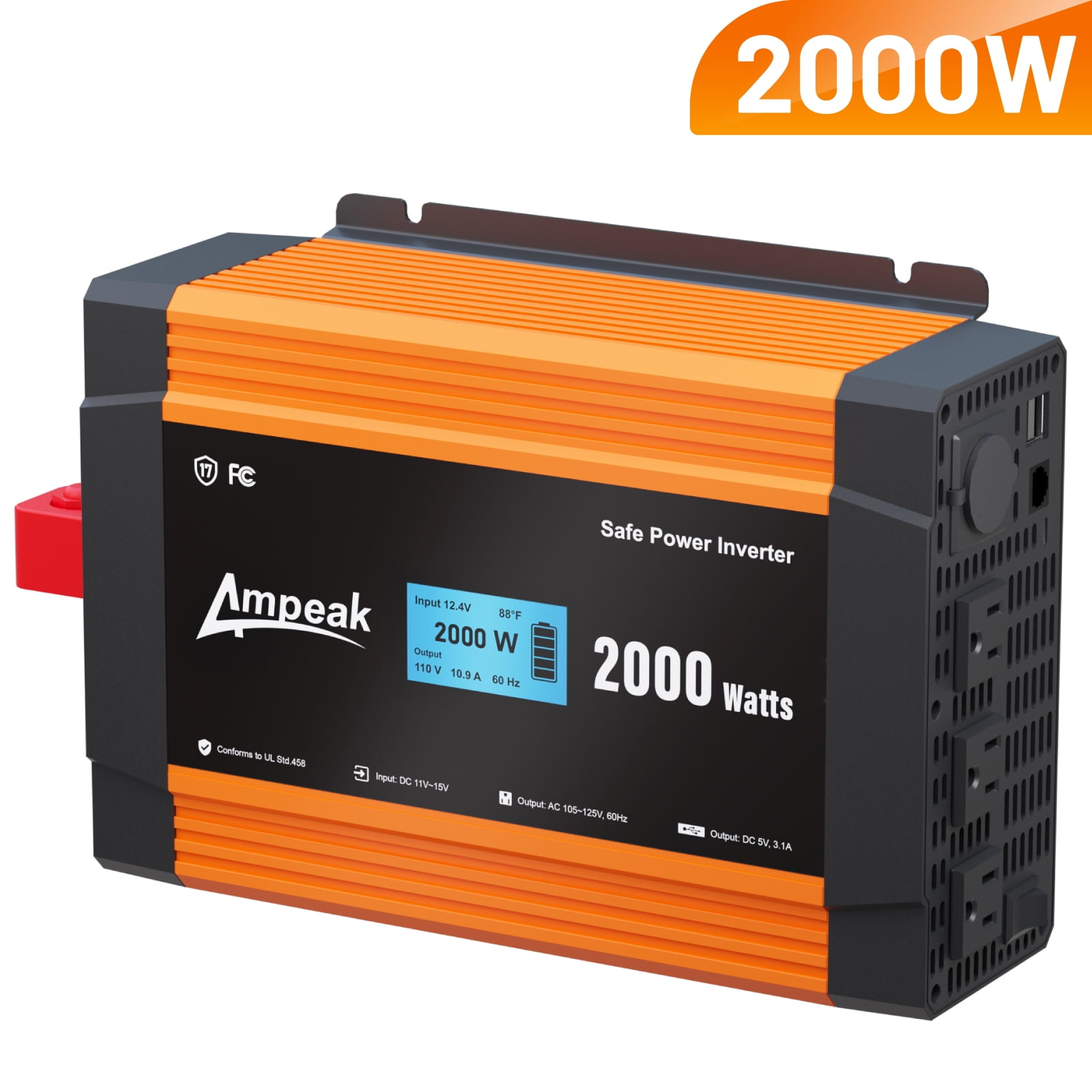 Ampeak 2000W Power Inverter, 12V DC to 110V AC, 17 Safe Protections ...