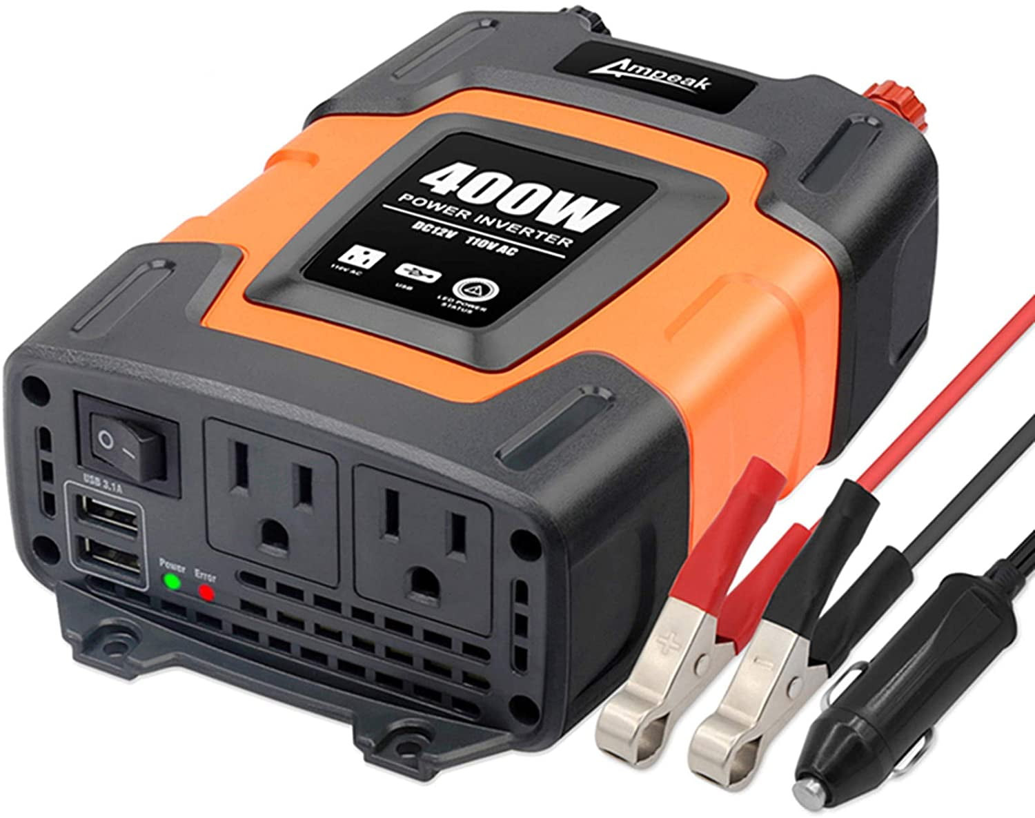 Ampeak 400 Watts Power Inverter DC 12V to 110V AC Car Inverter with 3.1A Dual USB Converter