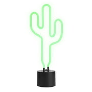 Amped & Co Cactus Neon Desk Light, Real Neon, Green, Large 16.5 x 7 inches, Home Decor Signs For Unique Rooms